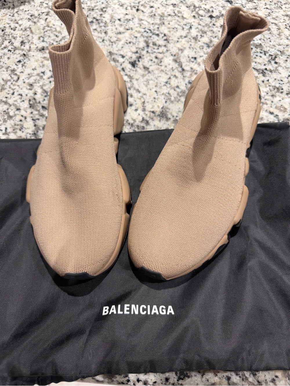 Balenciaga Women's Beige Knit Sock Sneakers